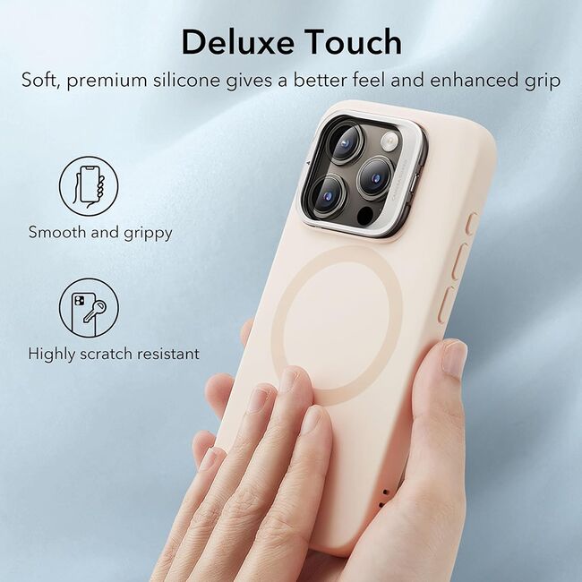 Husa iPhone 15 Pro Max ESR Cloud Soft HaloLock Kickstand, crem