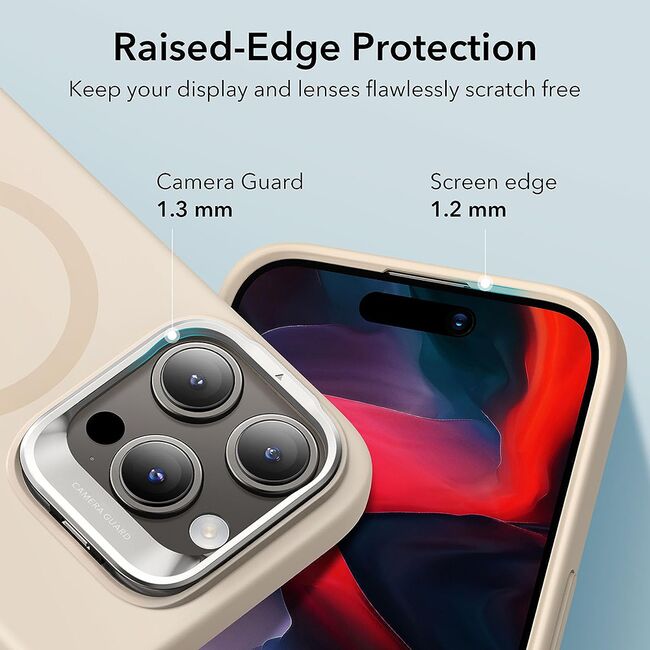 Husa iPhone 15 Pro Max ESR Cloud Soft HaloLock Kickstand, crem