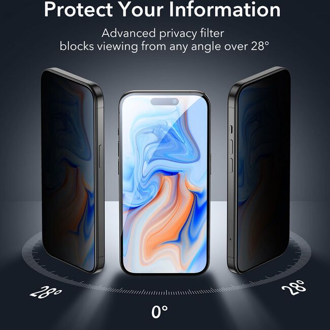 Folie privacy sticla iPhone 15 ESR Screen Shield