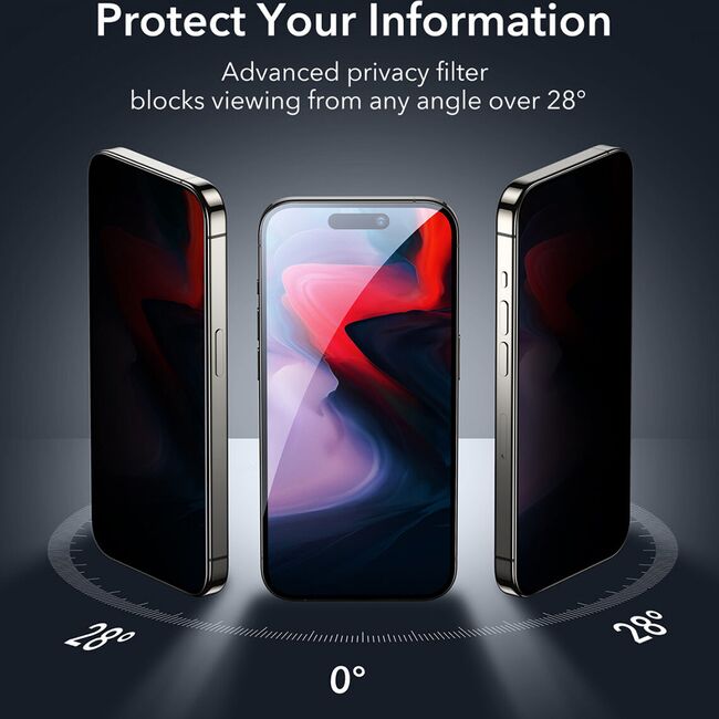 Folie privacy sticla iPhone 15 Pro ESR Screen Shield