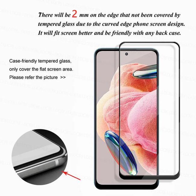 Folie sticla pentru Xiaomi Redmi 12 5G / 4G Full cover, full glue glass - margini negre
