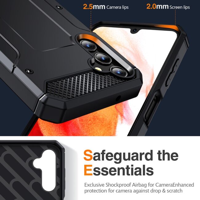 Husa antisoc Samsung Galaxy A14 5G Techsuit Hybrid Armor Kickstand, negru