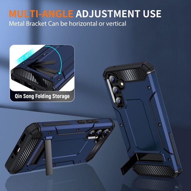 Husa antisoc Samsung Galaxy A34 5G Techsuit Hybrid Armor Kickstand, albastru