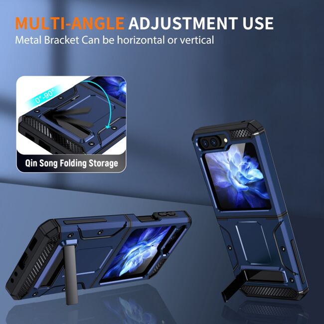 Husa antisoc Samsung Galaxy Z Flip 5 Techsuit Hybrid Armor Kickstand, albastru