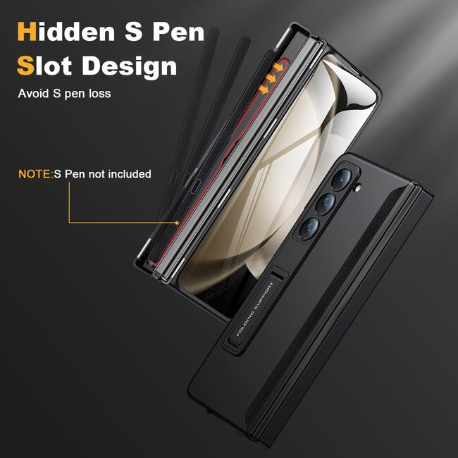 Pachet 360: Husa cu folie integrata din sticla pentru Samsung Galaxy Z Fold 5 Full Cover (fata+spate), negru