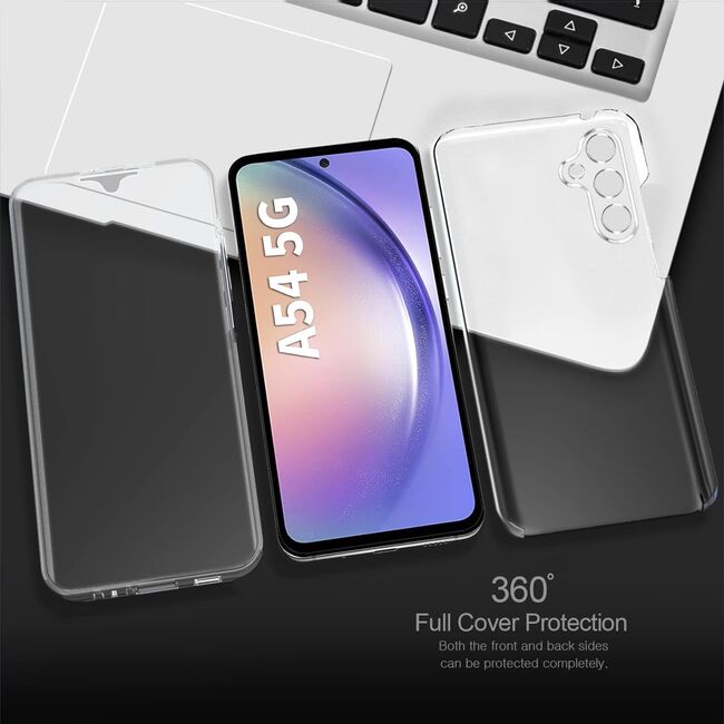 Pachet 360: Husa cu folie integrata pentru Samsung Galaxy A54 Cover360, transparent