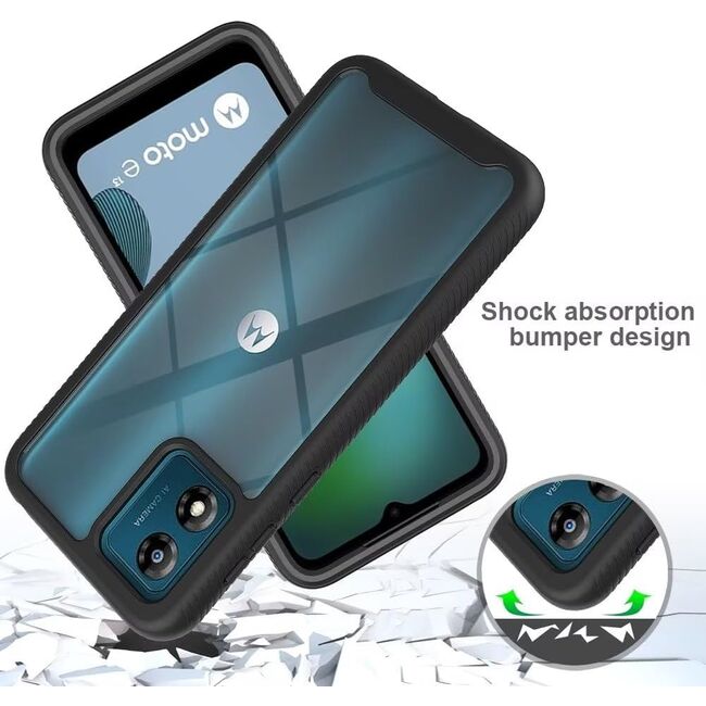 Pachet 360: Husa cu folie integrata Motorola Moto E13 (fata+spate) Defense 360 - negru