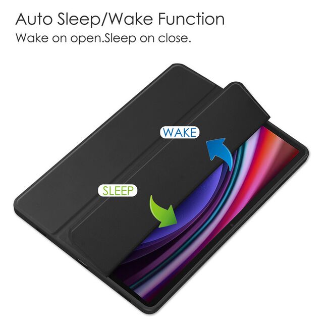 Husa Samsung Galaxy Tab S9 Ultra 14.6 inch Ultra-Light / Slim tip stand, cu functie sleep/wake-up si slot pentru stylus, negru / transparent