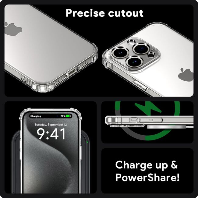 Pachet 360: Folie din sticla + Husa pentru iPhone 15 Pro Anti Shock 1.3mm Reinforced 4 corners (transparent)