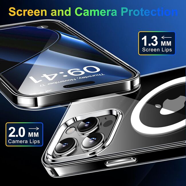 Husa pentru iPhone 15 Pro Max cu MagSafe anti-shock 1.5 mm, clear
