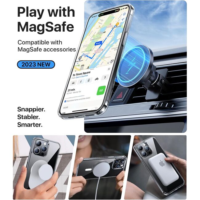 Husa pentru iPhone 15 Pro cu MagSafe anti-shock 1.5 mm, clear