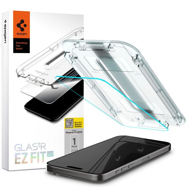 Folie iPhone 15 Pro Spigen Glas.tR EZ Fit, transparenta