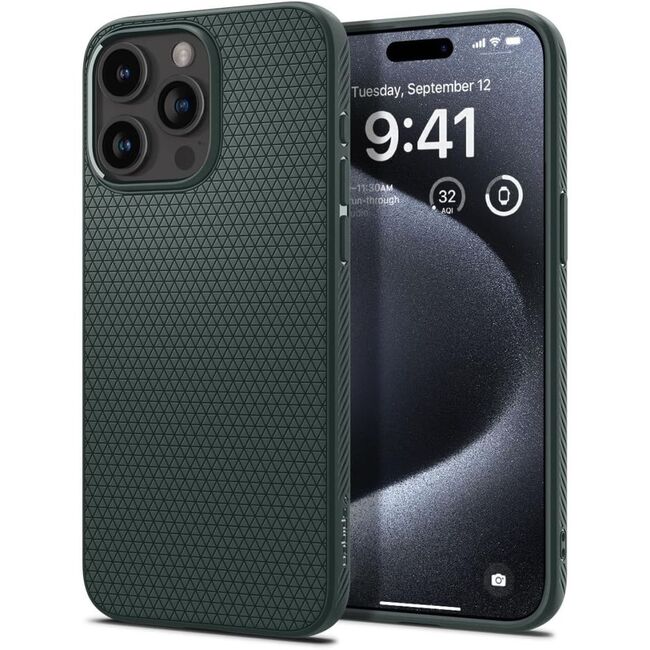 Husa iPhone 15 Pro Spigen Liquid Air, verde