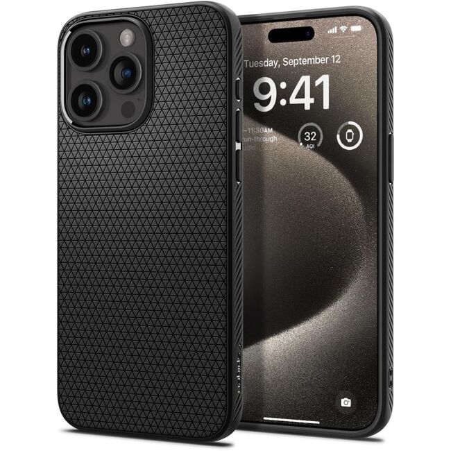Husa iPhone 15 Pro Max Spigen Liquid Air, matte black