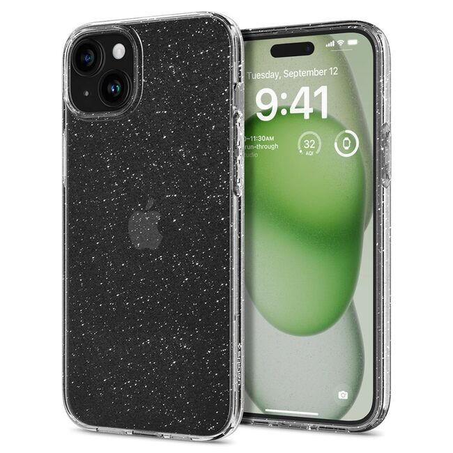 Husa iPhone 15 Plus Spigen Liquid Crystal Glitter, Crystal Quartz