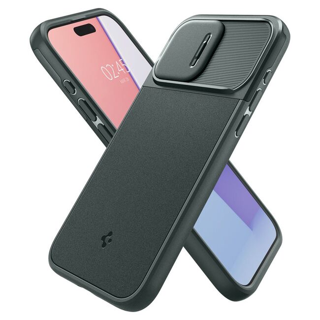 Husa iPhone 15 Pro Spigen Optik Armor, verde