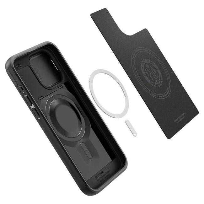 Husa iPhone 15 Pro Spigen Optik Armor, negru