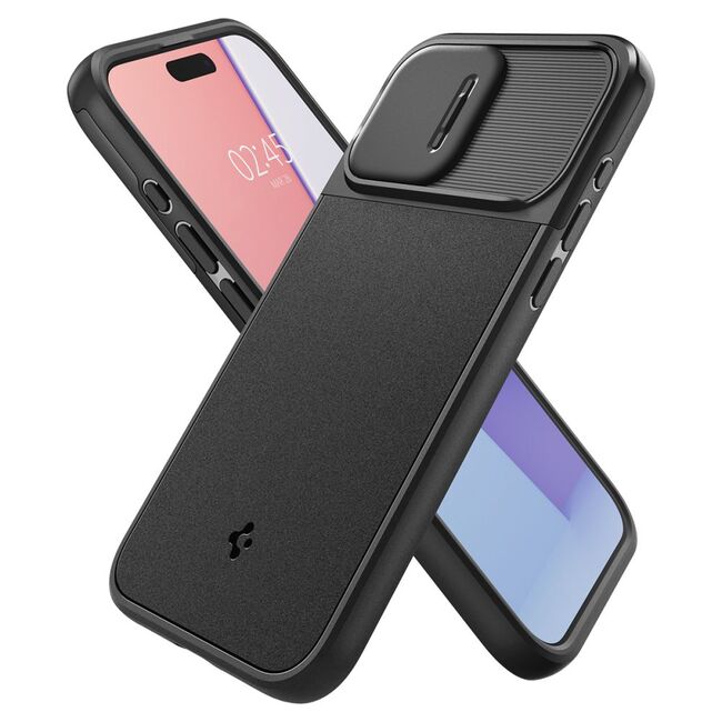 Husa iPhone 15 Pro Spigen Optik Armor, negru