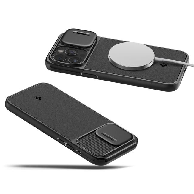 Husa iPhone 15 Pro Spigen Optik Armor, negru