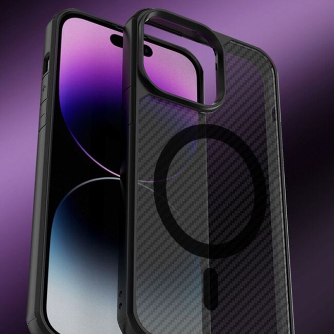 Husa MagSafe iPhone 15 Techsuit Carbon Fuse, negru