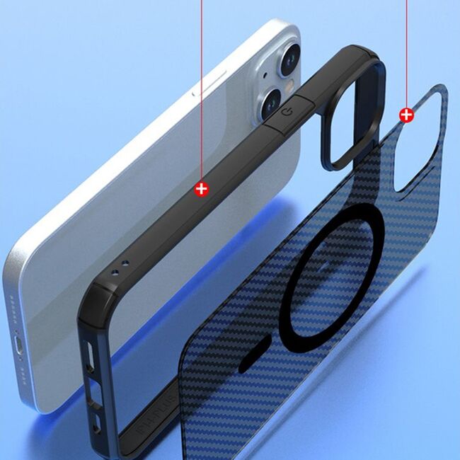 Husa MagSafe iPhone 15 Pro Techsuit Carbon Fuse, negru