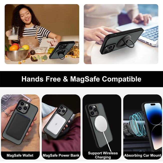 Husa MagSafe iPhone 15 Plus Techsuit Ghost Holder, albastru