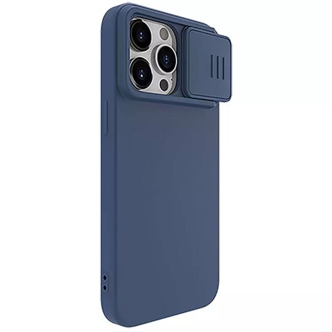 Husa iPhone 15 Pro Max Nillkin CamShield Silky MagSafe, albastru
