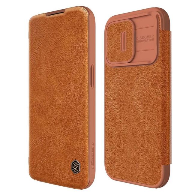 Husa iPhone 15 Pro Nillkin QIN Pro Leather, maro