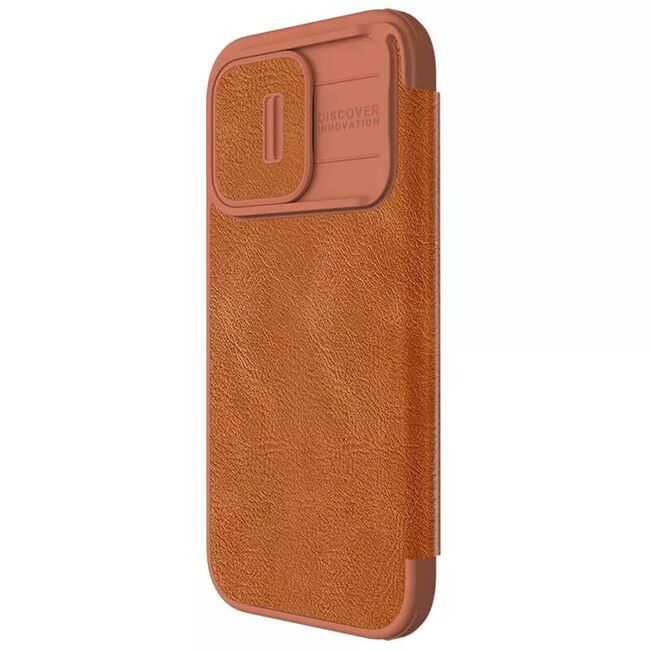 Husa iPhone 15 Pro Nillkin QIN Pro Leather, maro