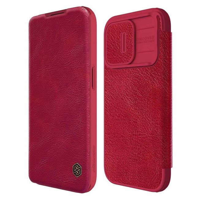 Husa iPhone 15 Pro Nillkin QIN Pro Leather, rosu
