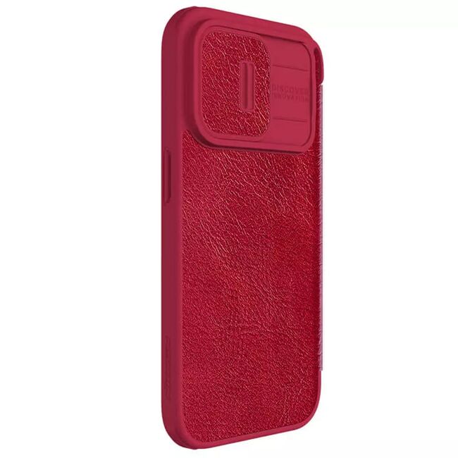 Husa iPhone 15 Pro Nillkin QIN Pro Leather, rosu