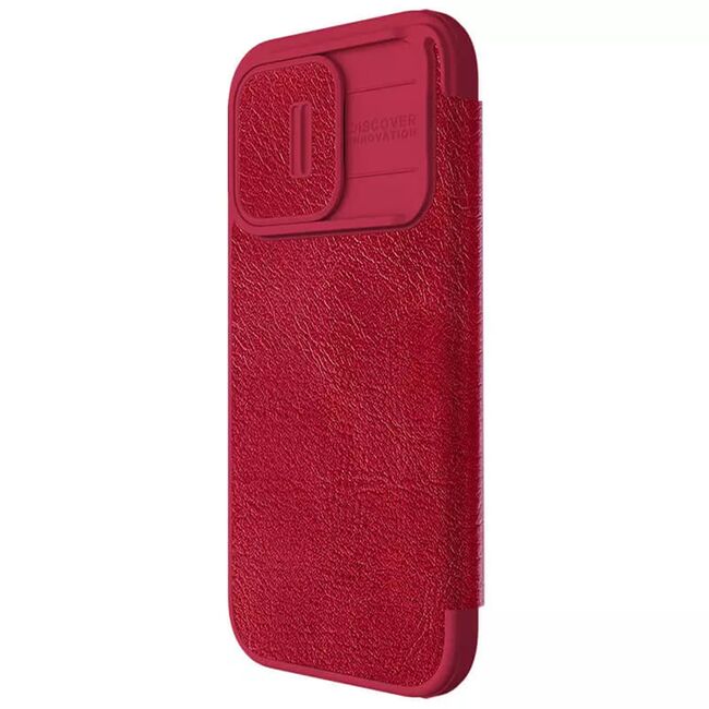 Husa iPhone 15 Pro Nillkin QIN Pro Leather, rosu