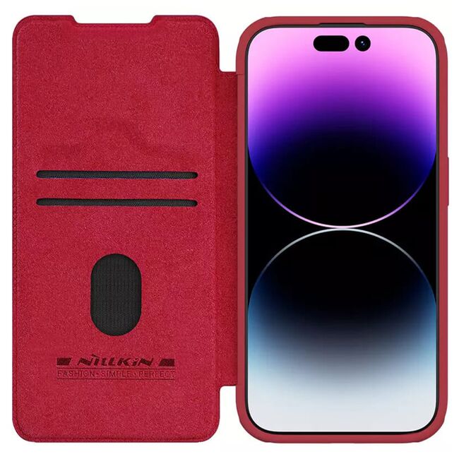 Husa iPhone 15 Pro Nillkin QIN Pro Leather, rosu