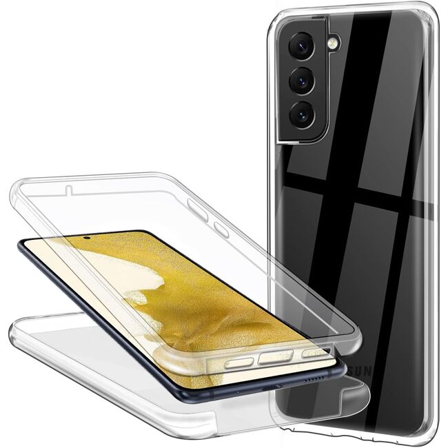 Pachet 360: Husa cu folie integrata pentru Samsung Galaxy S22 Plus Full Cover (fata+spate), clear