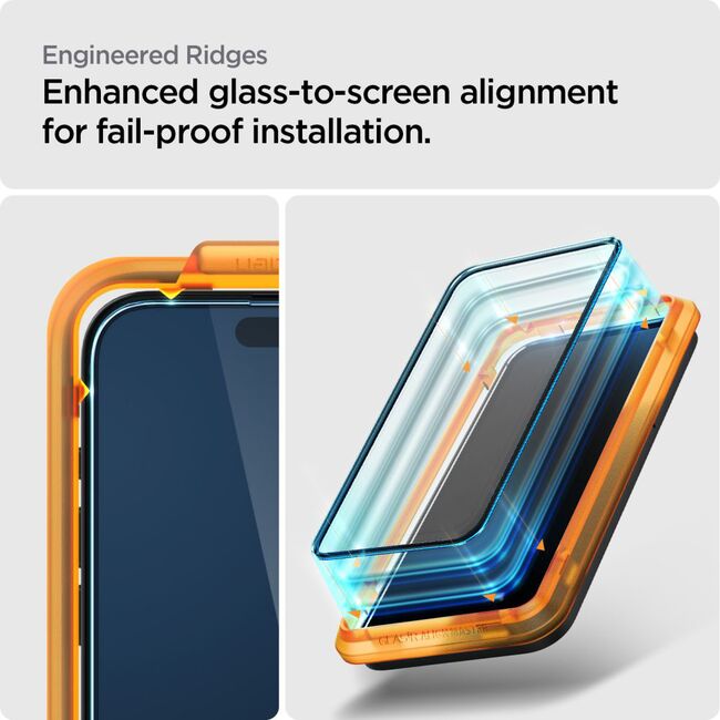 [Pachet 2x] Folie sticla iPhone 15 Pro Spigen Glas.tR Align Master, negru