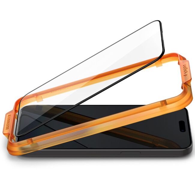 [Pachet 2x] Folie sticla iPhone 15 Pro Spigen Glas.tR Align Master, negru