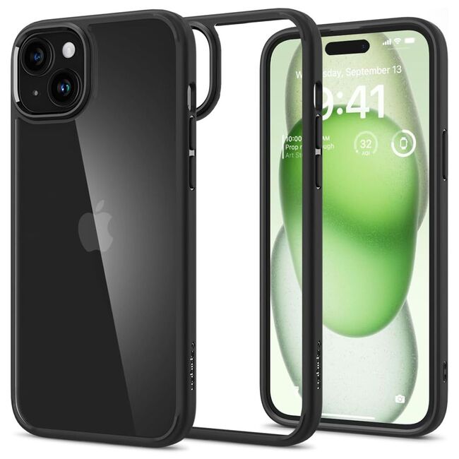 Husa iPhone 15 Plus Spigen Ultra Hybrid, transparent-negru