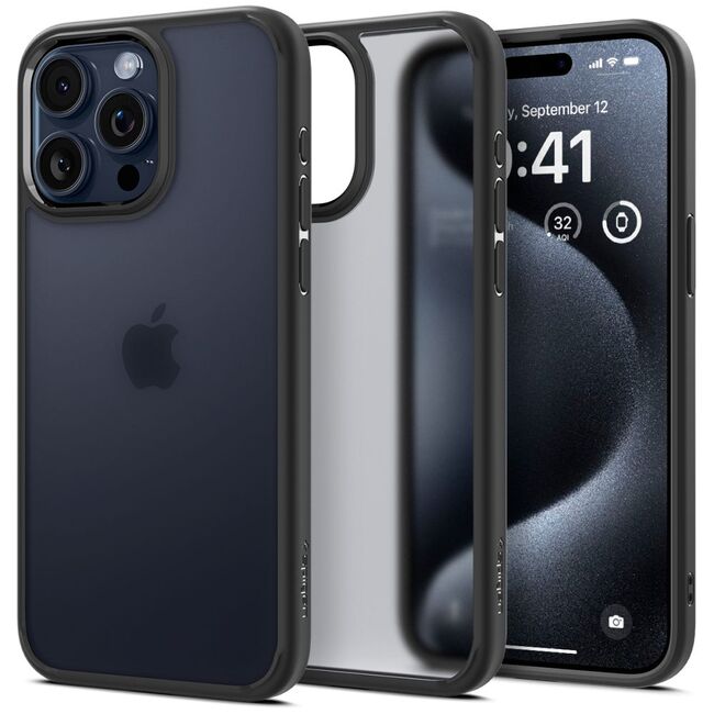 Husa iPhone 15 Pro Spigen Ultra Hybrid, frost black