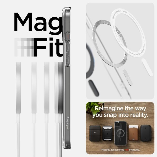 Husa iPhone 15 Spigen Ultra Hybrid MagSafe, transparent - carbon fiber