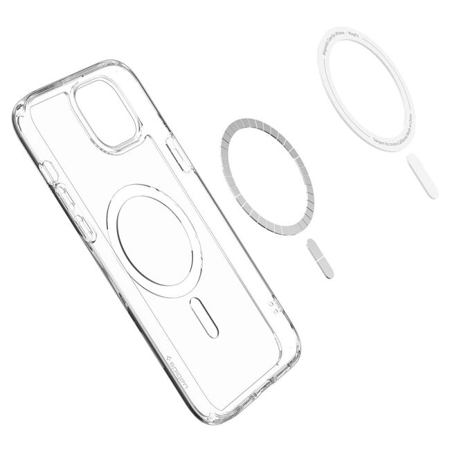Husa iPhone 15 Spigen Ultra Hybrid MagSafe, transparent - alb