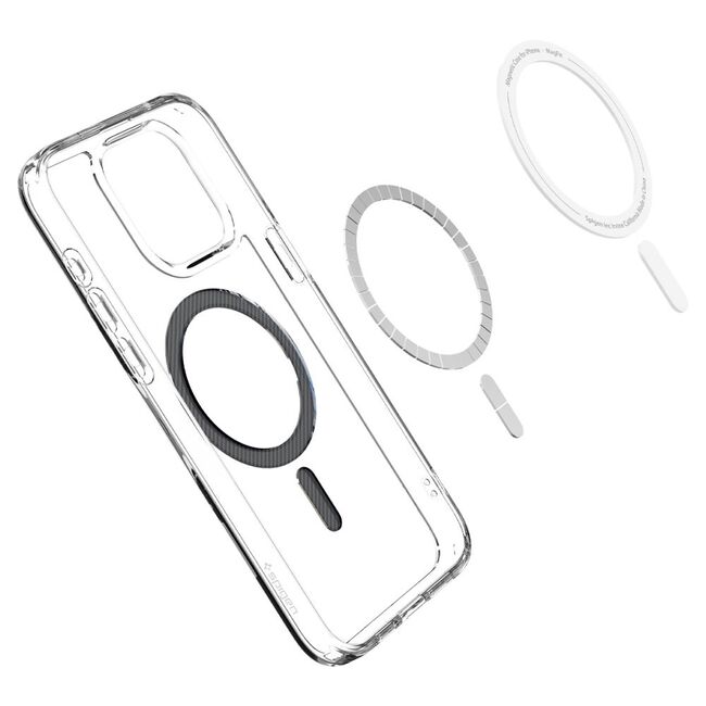 Husa iPhone 15 Pro Spigen Ultra Hybrid MagSafe, transparent - carbon fiber