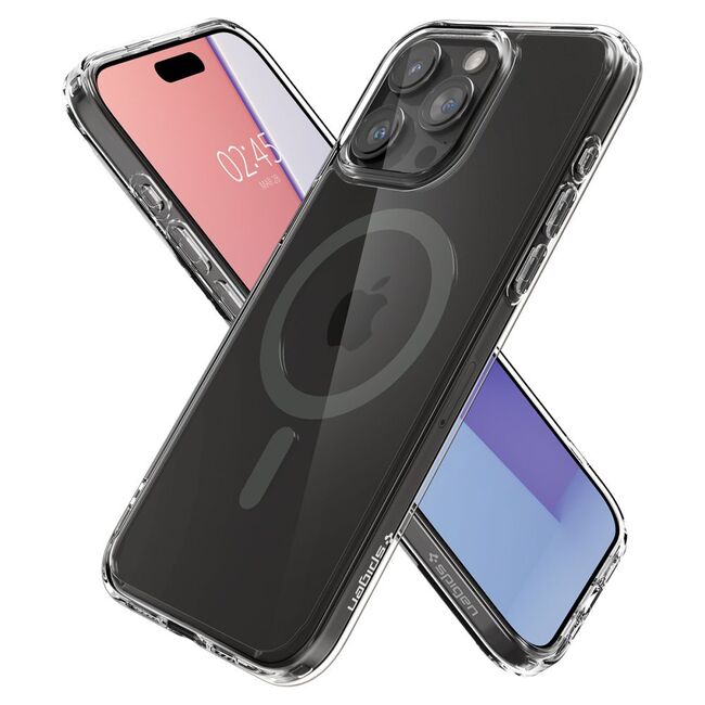 Husa iPhone 15 Pro Max Spigen Ultra Hybrid MagSafe, clear - carbon fiber
