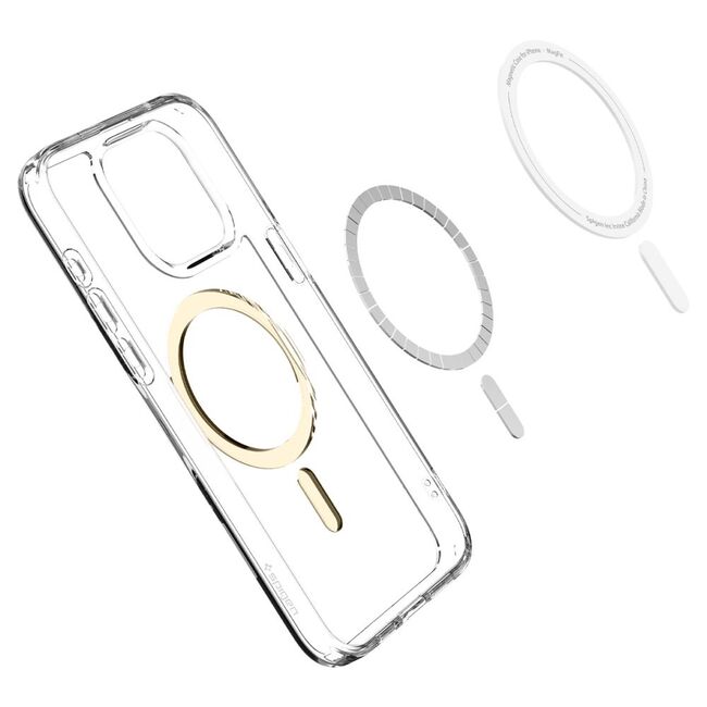 Husa iPhone 15 Pro Max Spigen Ultra Hybrid MagSafe, clear - gold