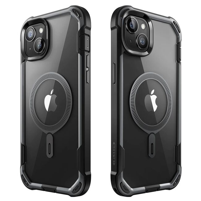 Pachet 360: Husa cu folie integrata iPhone 15 i-Blason Ares MagSafe, negru