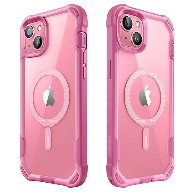 Pachet 360: Husa cu folie integrata iPhone 15 i-Blason Ares MagSafe, pink
