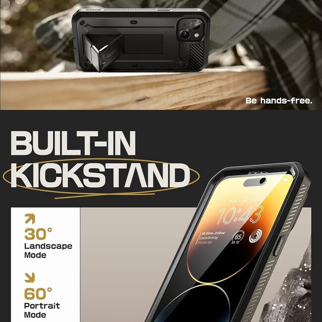 Pachet 360: Husa cu folie integrata iPhone 15 Plus Supcase Unicorn Beetle Pro, negru