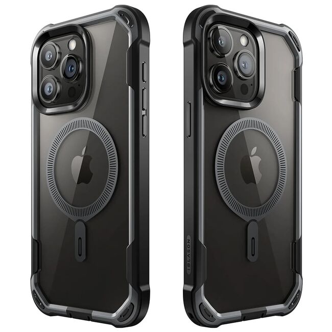 Pachet 360: Husa cu folie integrata iPhone 15 Pro Max i-Blason Ares MagSafe, negru