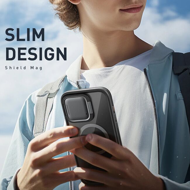 Pachet 360:Husa cu folie integrata iPhone 15 Pro Max i-Blason Shield MagSafe, negru