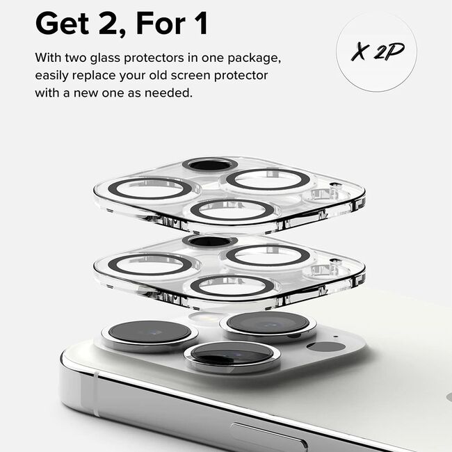 [Pachet 2x] Folie sticla camera iPhone 15 Pro Max Ringke Camera Protector, transparenta