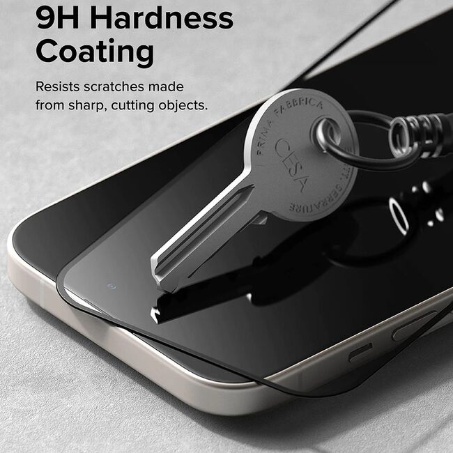 Folie sticla iPhone 15 Ringke Cover Display Tempered Glass, negru